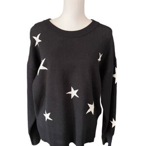 Black Star Pattern Crewneck Sweater - Rachel Zoe